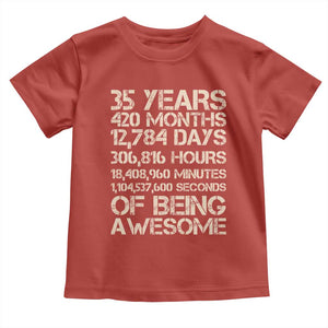 Vintage 35th Birthday Gift Toddler T Shirt 35 Years Of Being Awesome TS12 Red Print Your Wear