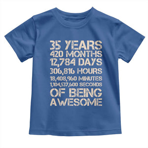 Vintage 35th Birthday Gift Toddler T Shirt 35 Years Of Being Awesome TS12 Royal Blue Print Your Wear