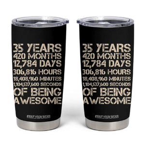Vintage 35th Birthday Gift Tumbler Cup 35 Years Of Being Awesome TS12 Black Print Your Wear