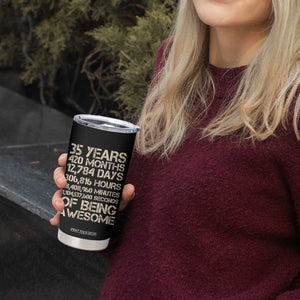 Vintage 35th Birthday Gift Tumbler Cup 35 Years Of Being Awesome TS12 Print Your Wear