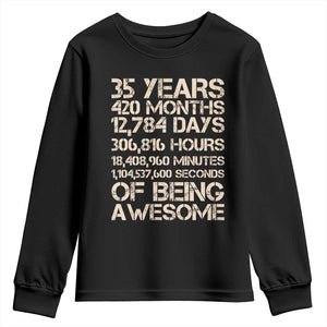 Vintage 35th Birthday Gift Youth Sweatshirt 35 Years Of Being Awesome TS12 Black Print Your Wear