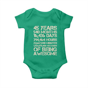 Vintage 45th Birthday Gift Baby Onesie 45 Years Of Being Awesome TS12 Irish Green Print Your Wear