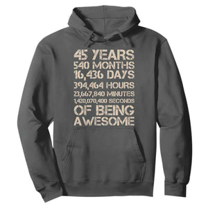 Vintage 45th Birthday Gift Hoodie 45 Years Of Being Awesome TS12 Dark Heather Print Your Wear
