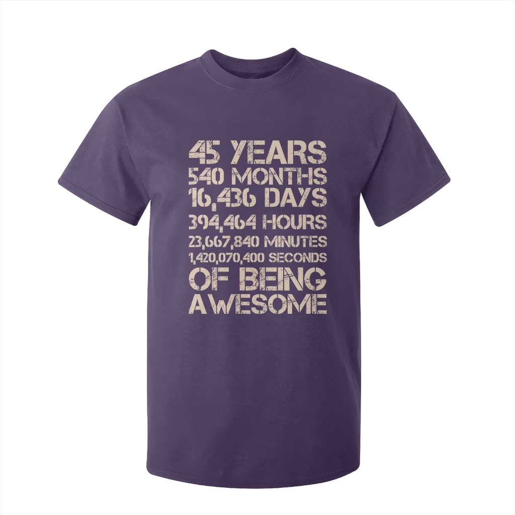 Vintage 45th Birthday Gift T Shirt For Kid 45 Years Of Being Awesome TS12 Purple Print Your Wear