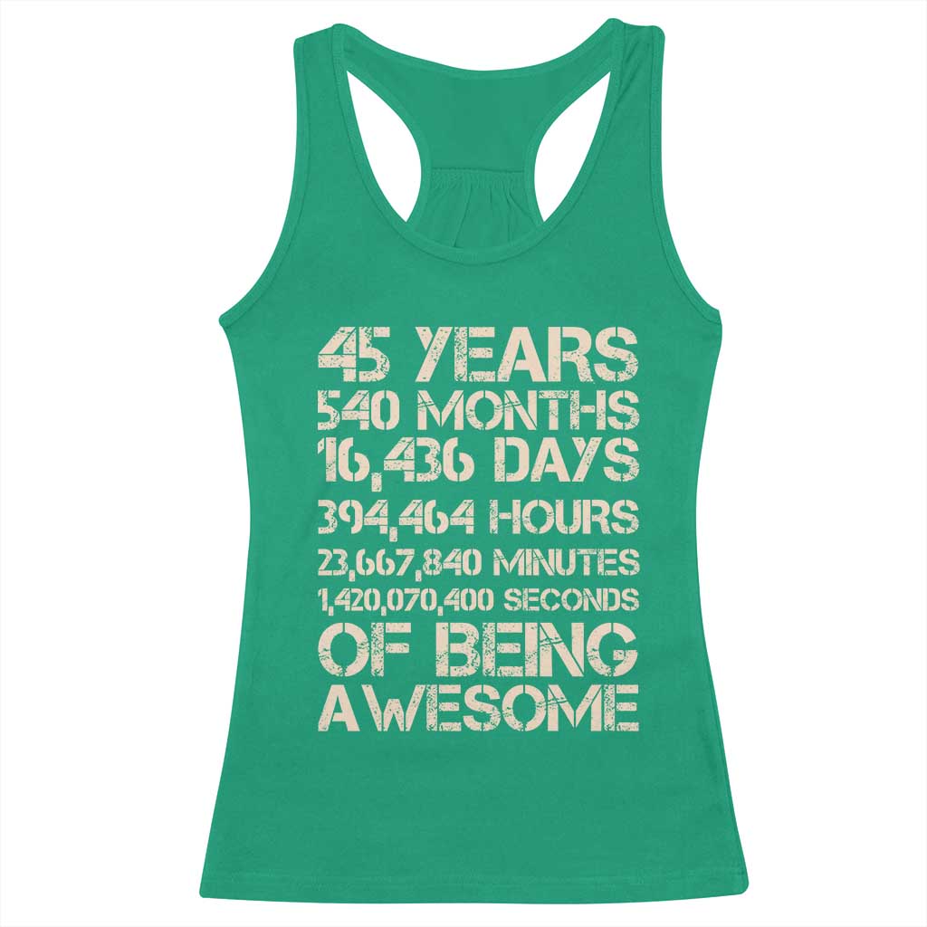Vintage 45th Birthday Gift Racerback Tank Top 45 Years Of Being Awesome TS12 Irish Green Print Your Wear