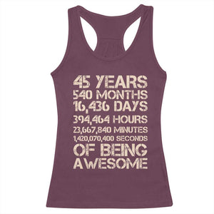 Vintage 45th Birthday Gift Racerback Tank Top 45 Years Of Being Awesome TS12 Maroon Print Your Wear