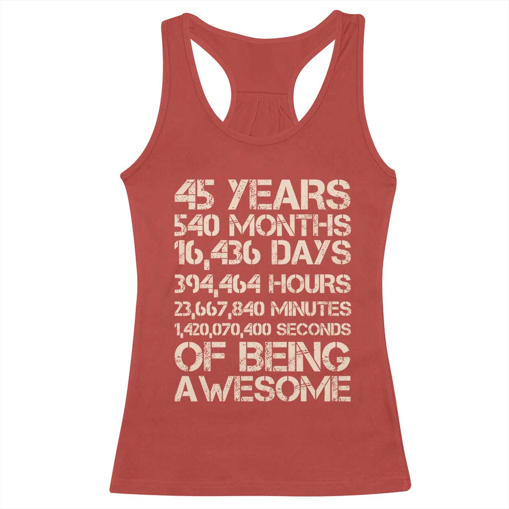 Vintage 45th Birthday Gift Racerback Tank Top 45 Years Of Being Awesome TS12 Red Print Your Wear