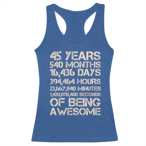 Vintage 45th Birthday Gift Racerback Tank Top 45 Years Of Being Awesome TS12 Royal Blue Print Your Wear