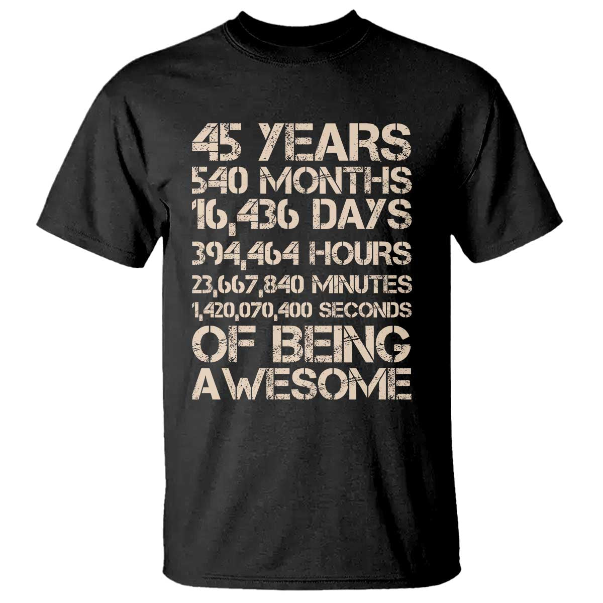 Vintage 45th Birthday Gift T Shirt 45 Years Of Being Awesome TS12 Black Print Your Wear