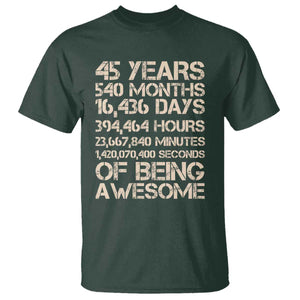 Vintage 45th Birthday Gift T Shirt 45 Years Of Being Awesome TS12 Dark Forest Green Print Your Wear