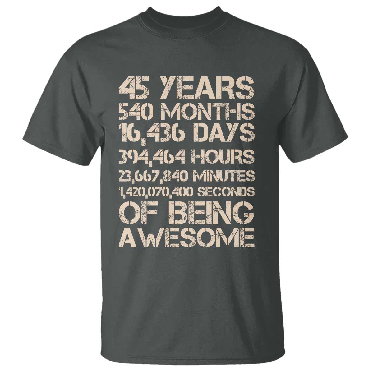 Vintage 45th Birthday Gift T Shirt 45 Years Of Being Awesome TS12 Dark Heather Print Your Wear