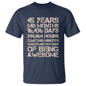 Vintage 45th Birthday Gift T Shirt 45 Years Of Being Awesome TS12 Navy Print Your Wear
