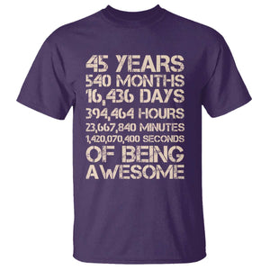 Vintage 45th Birthday Gift T Shirt 45 Years Of Being Awesome TS12 Purple Print Your Wear