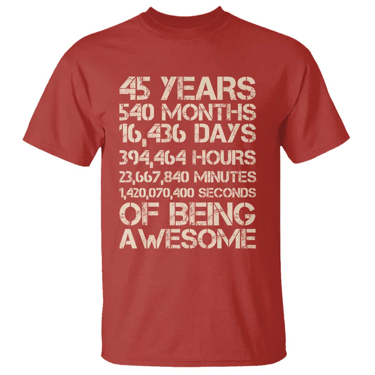 Vintage 45th Birthday Gift T Shirt 45 Years Of Being Awesome TS12 Red Print Your Wear