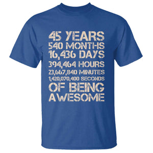 Vintage 45th Birthday Gift T Shirt 45 Years Of Being Awesome TS12 Royal Blue Print Your Wear
