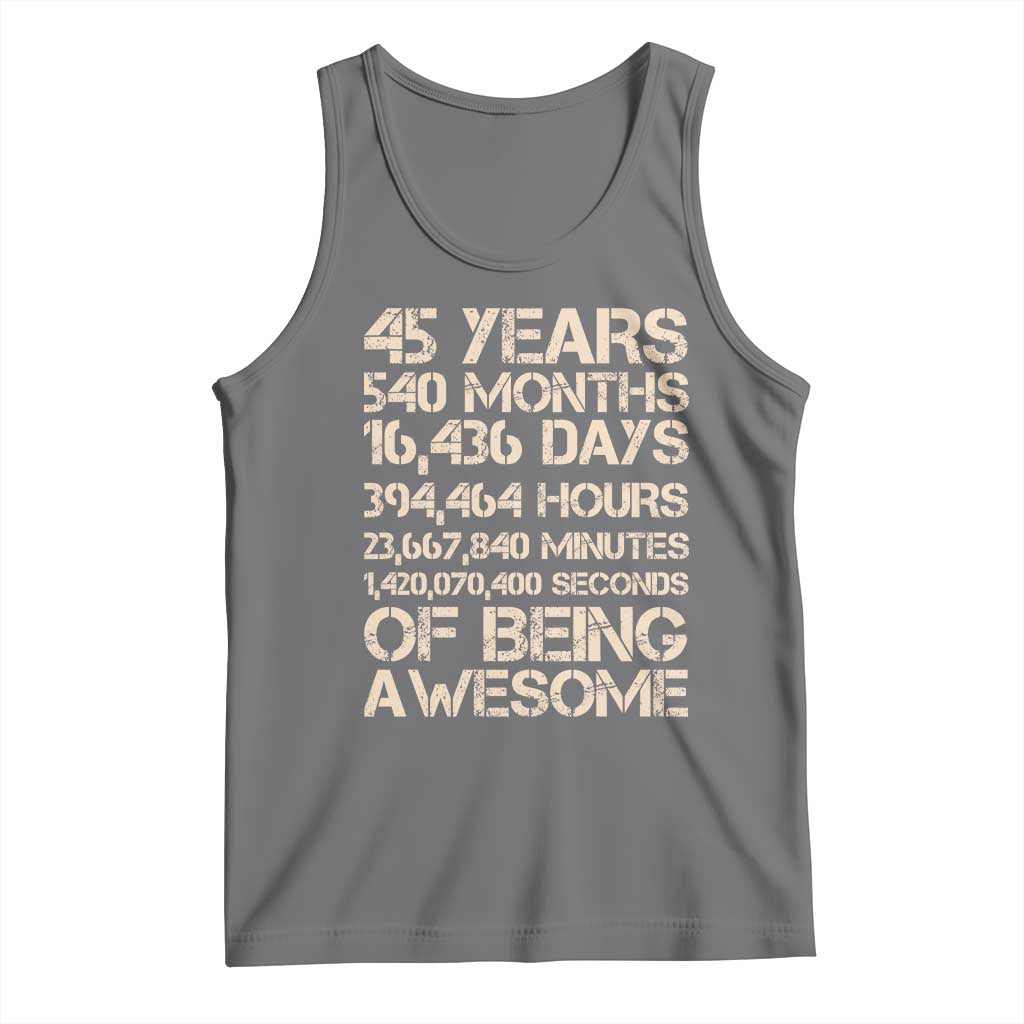 Vintage 45th Birthday Gift Tank Top 45 Years Of Being Awesome TS12 Black Heather Print Your Wear