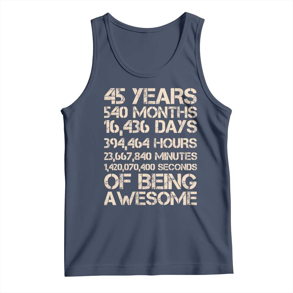 Vintage 45th Birthday Gift Tank Top 45 Years Of Being Awesome TS12 Navy Print Your Wear
