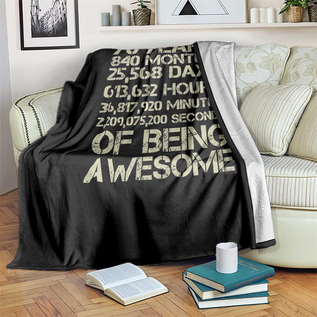 Vintage 70th Birthday Gift Throw Blanket 70 Years Of Being Awesome TS12 Print Your Wear