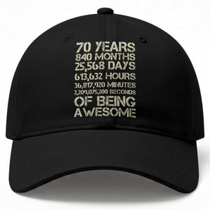 Vintage 70th Birthday Gift Baseball Cap 70 Years Of Being Awesome TS12 Print Your Wear