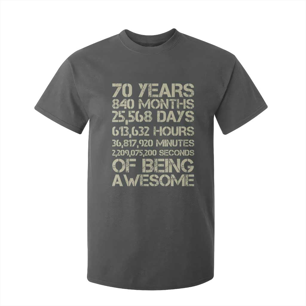Vintage 70th Birthday Gift T Shirt For Kid 70 Years Of Being Awesome TS12 Dark Heather Print Your Wear