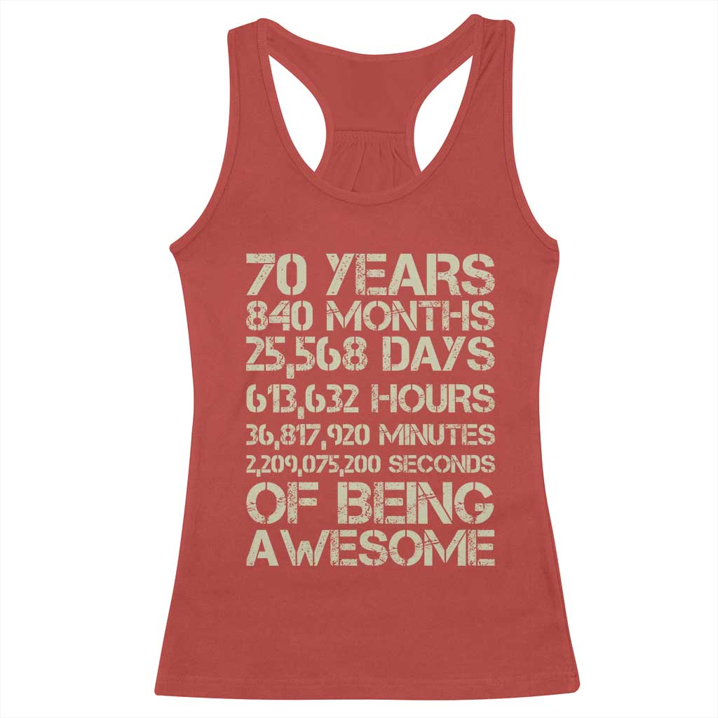 Vintage 70th Birthday Gift Racerback Tank Top 70 Years Of Being Awesome TS12 Red Print Your Wear