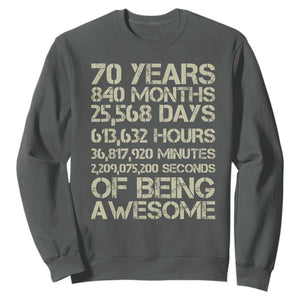 Vintage 70th Birthday Gift Sweatshirt 70 Years Of Being Awesome TS12 Dark Heather Print Your Wear
