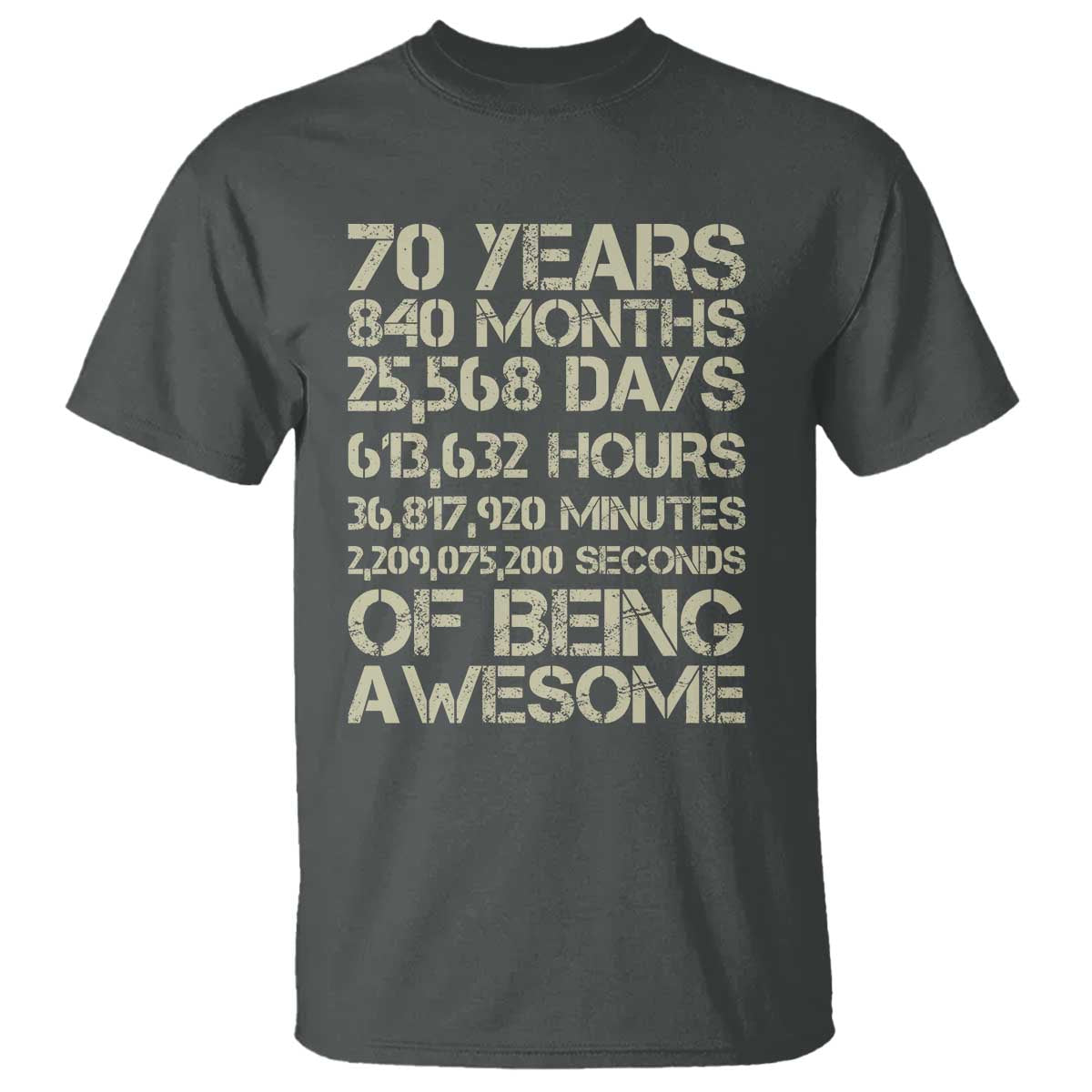 Vintage 70th Birthday Gift T Shirt 70 Years Of Being Awesome TS12 Dark Heather Print Your Wear