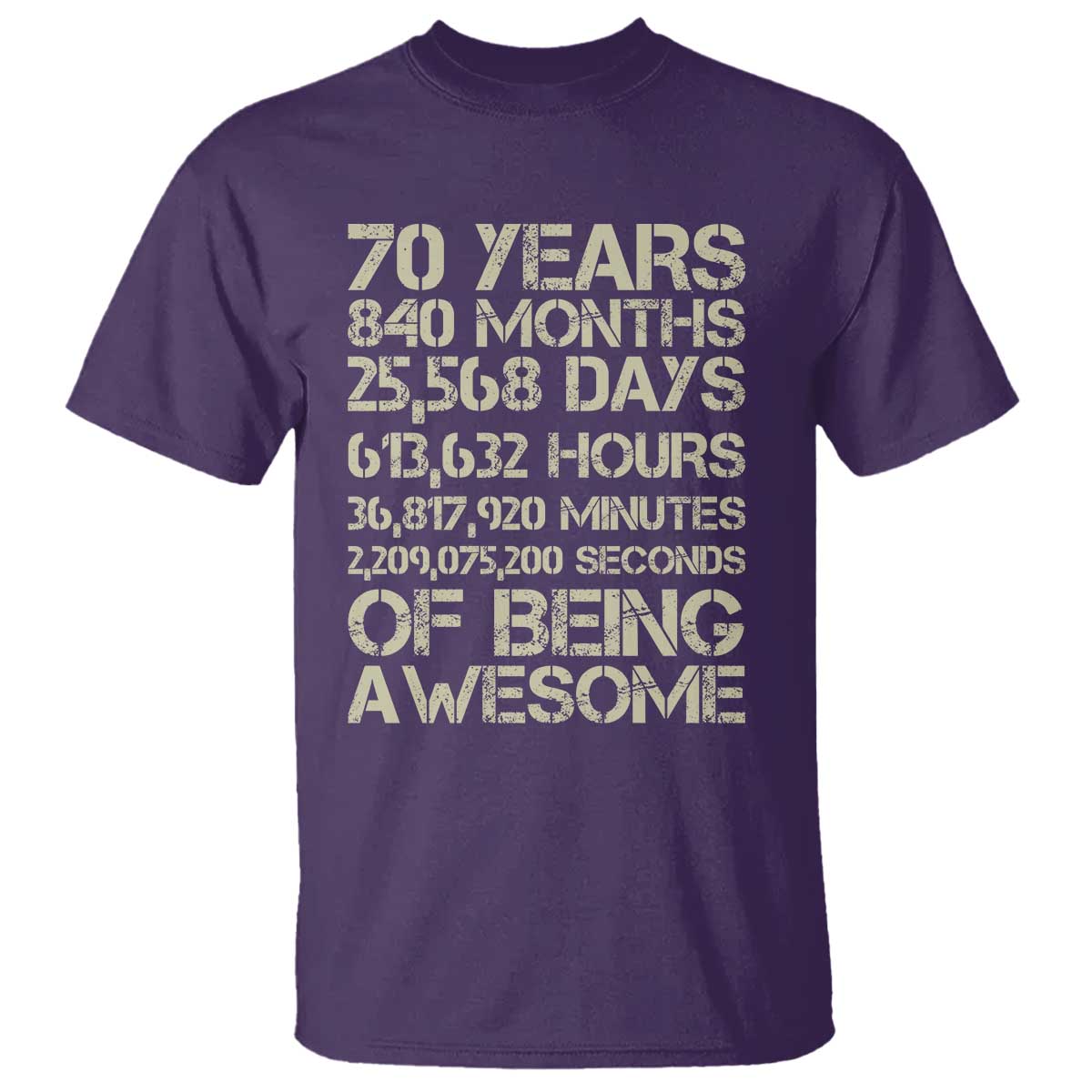 Vintage 70th Birthday Gift T Shirt 70 Years Of Being Awesome TS12 Purple Print Your Wear