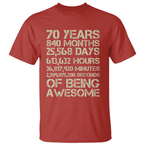 Vintage 70th Birthday Gift T Shirt 70 Years Of Being Awesome TS12 Red Print Your Wear
