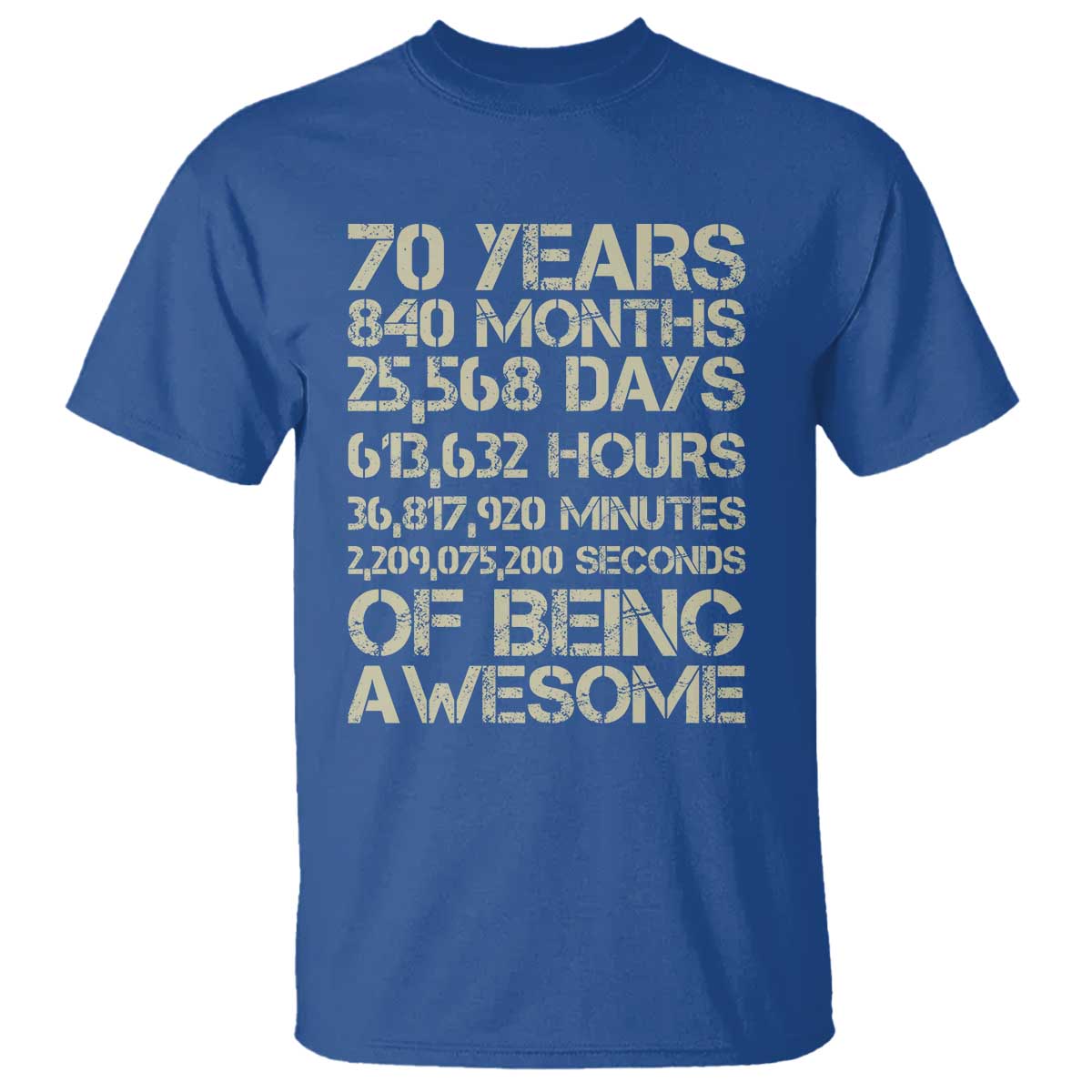Vintage 70th Birthday Gift T Shirt 70 Years Of Being Awesome TS12 Royal Blue Print Your Wear