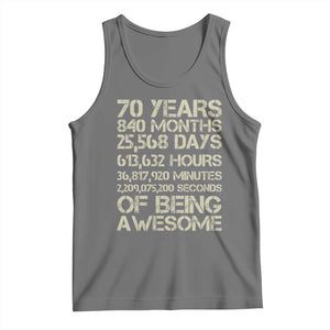Vintage 70th Birthday Gift Tank Top 70 Years Of Being Awesome TS12 Black Heather Print Your Wear