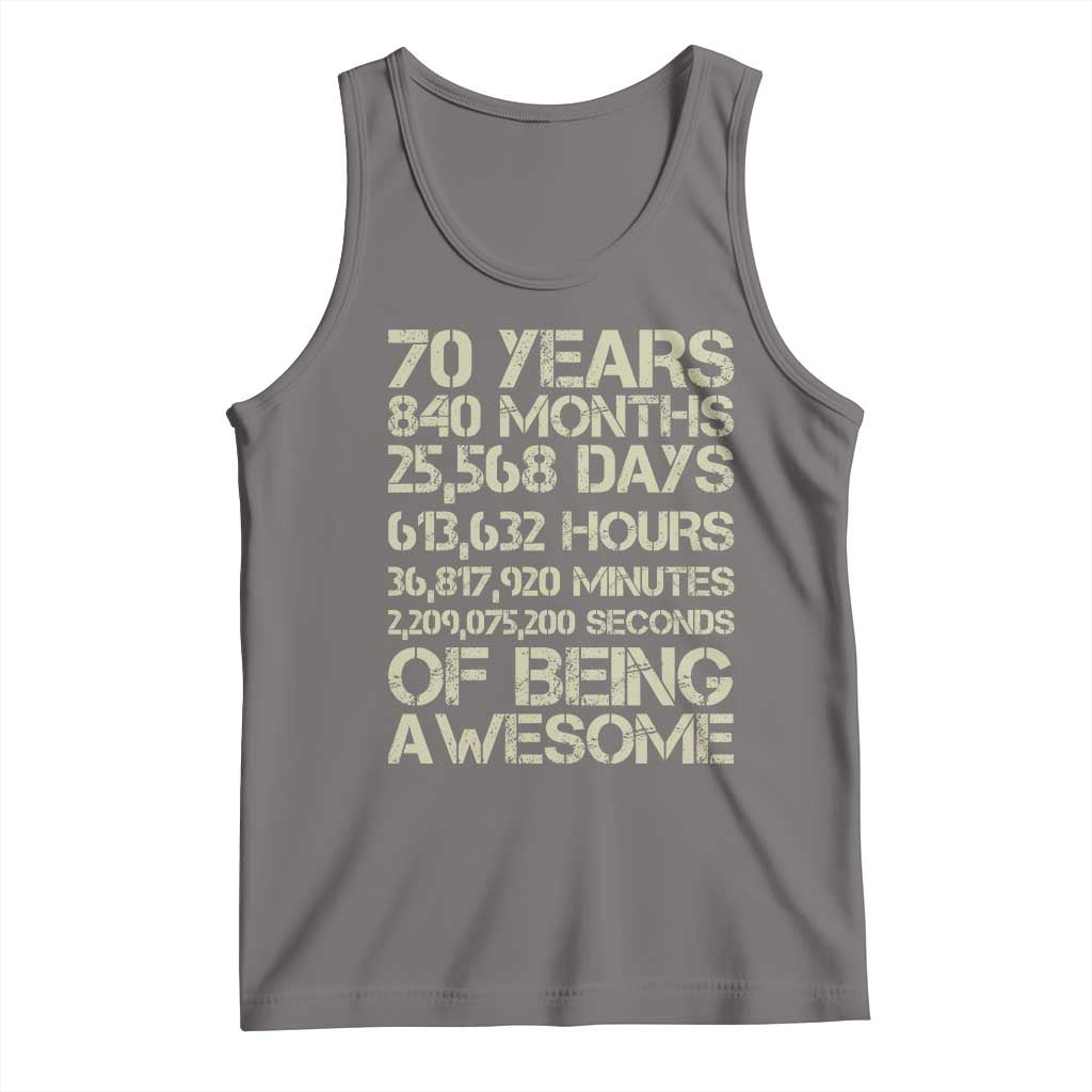 Vintage 70th Birthday Gift Tank Top 70 Years Of Being Awesome TS12 Deep Heather Print Your Wear