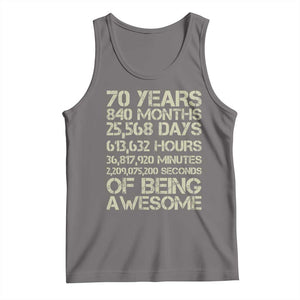 Vintage 70th Birthday Gift Tank Top 70 Years Of Being Awesome TS12 Deep Heather Print Your Wear