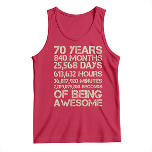 Vintage 70th Birthday Gift Tank Top 70 Years Of Being Awesome TS12 Red Print Your Wear