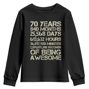 Vintage 70th Birthday Gift Youth Sweatshirt 70 Years Of Being Awesome TS12 Black Print Your Wear