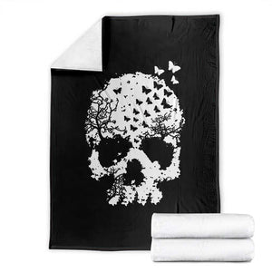 Dark Gothic Graphic Skull Floral Butterfly Throw Blanket TS12 Black Print Your Wear