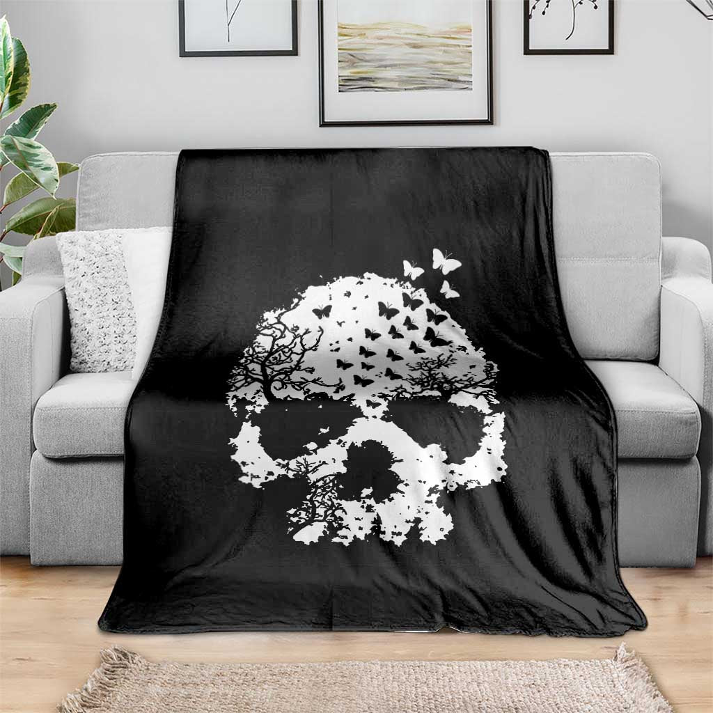 Dark Gothic Graphic Skull Floral Butterfly Throw Blanket TS12 Print Your Wear