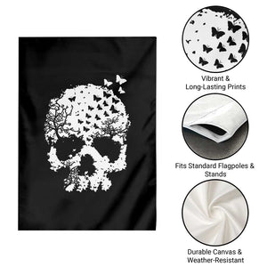 Dark Gothic Graphic Skull Floral Butterfly Garden Flag TS12 Print Your Wear