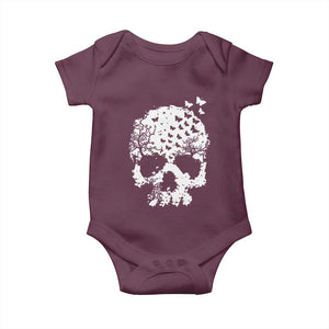Dark Gothic Graphic Skull Floral Butterfly Baby Onesie TS12 Maroon Print Your Wear