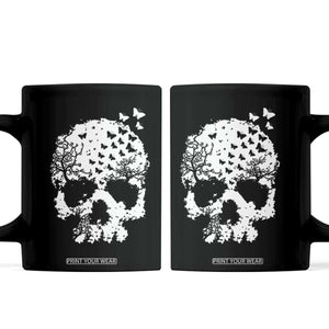 Dark Gothic Graphic Skull Floral Butterfly Coffee Mug TS12 Black Print Your Wear
