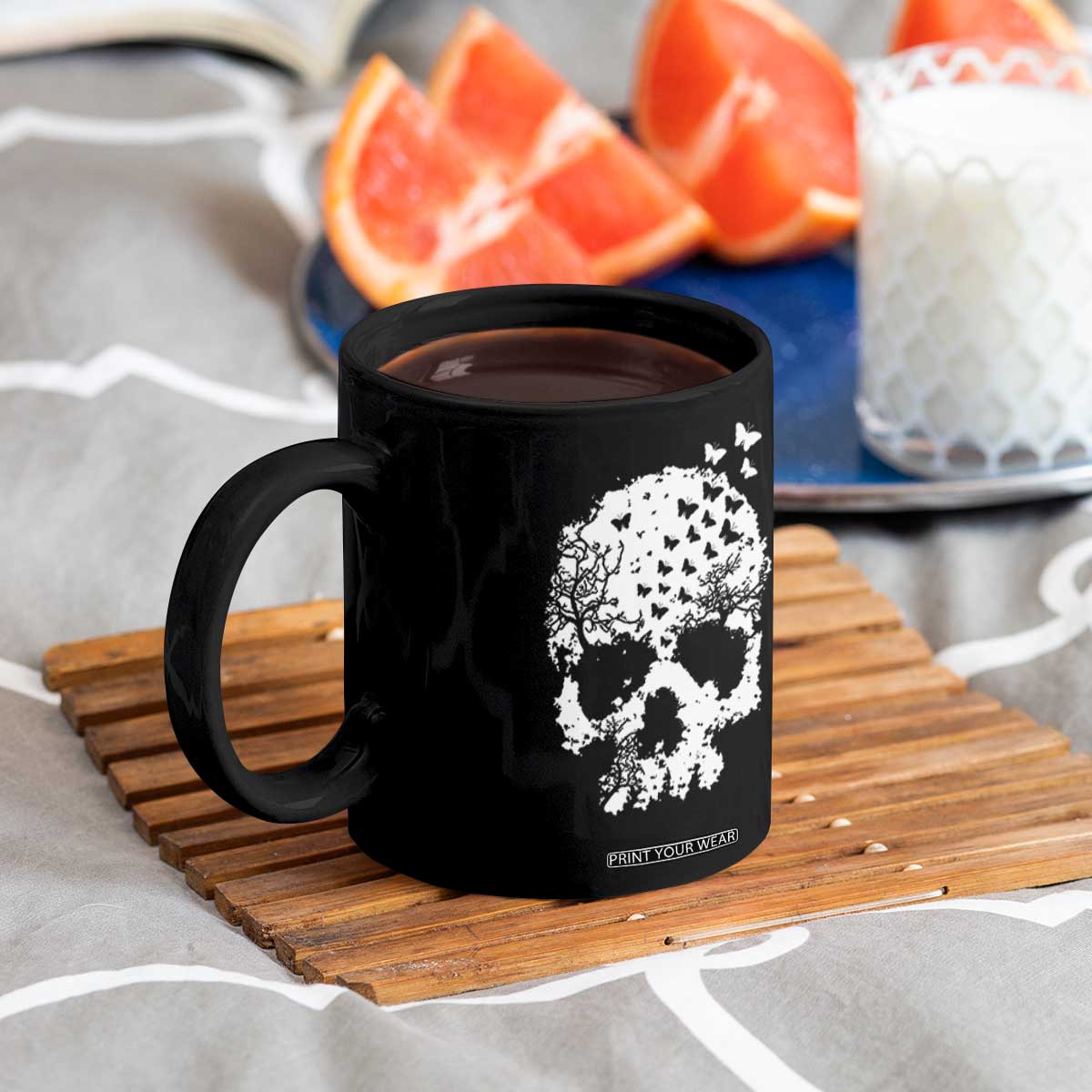 Dark Gothic Graphic Skull Floral Butterfly Coffee Mug TS12 Print Your Wear