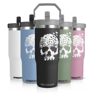Dark Gothic Graphic Skull Floral Butterfly Flip Straw Tumbler TS12 Print Your Wear