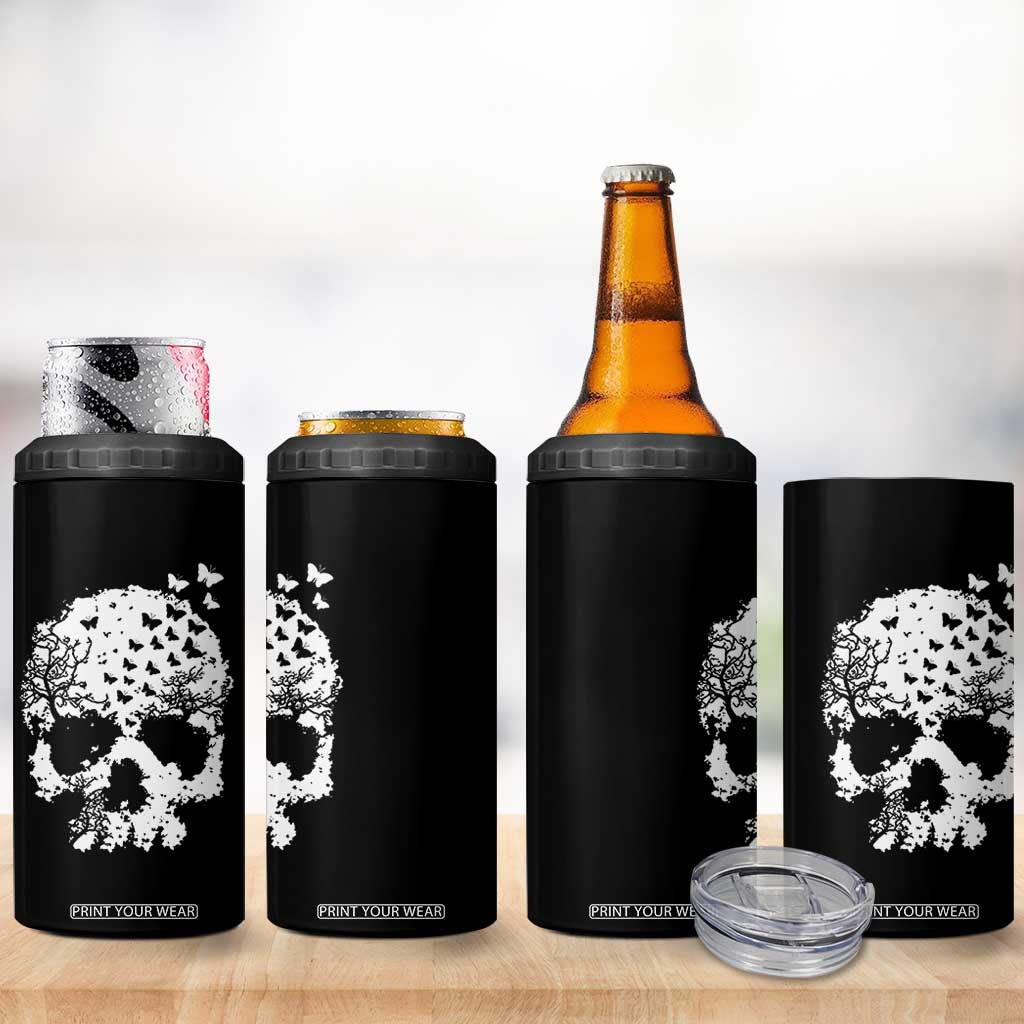 Dark Gothic Graphic Skull Floral Butterfly 4 in 1 Can Cooler Tumbler TS12 Print Your Wear