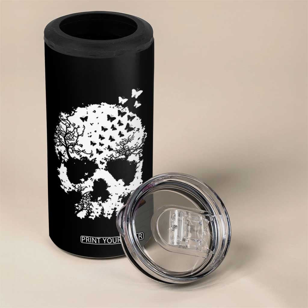 Dark Gothic Graphic Skull Floral Butterfly 4 in 1 Can Cooler Tumbler TS12 Print Your Wear