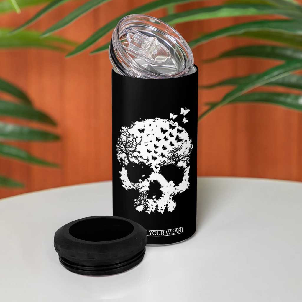 Dark Gothic Graphic Skull Floral Butterfly 4 in 1 Can Cooler Tumbler TS12 Print Your Wear