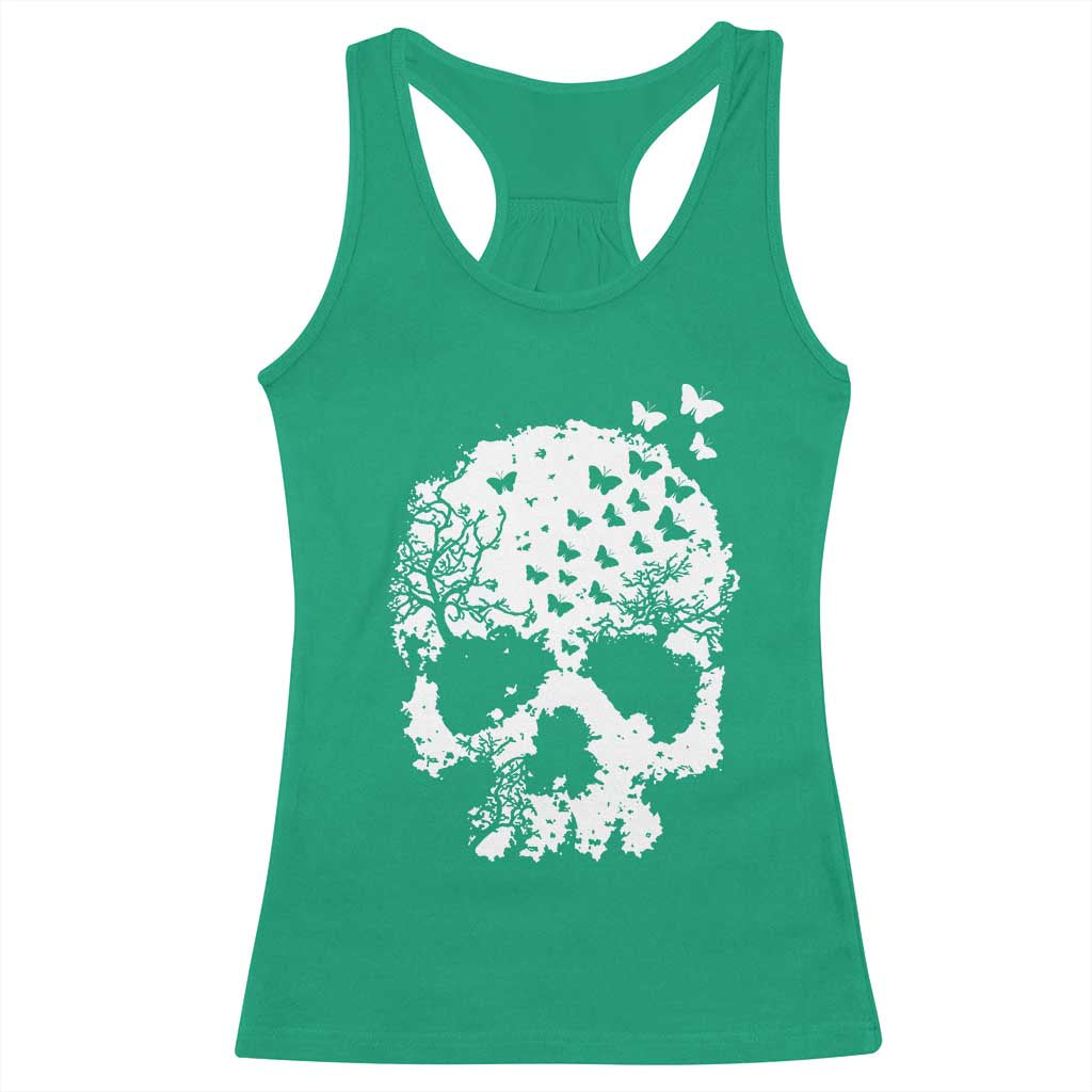 Dark Gothic Graphic Skull Floral Butterfly Racerback Tank Top TS12 Irish Green Print Your Wear