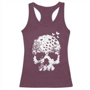 Dark Gothic Graphic Skull Floral Butterfly Racerback Tank Top TS12 Maroon Print Your Wear