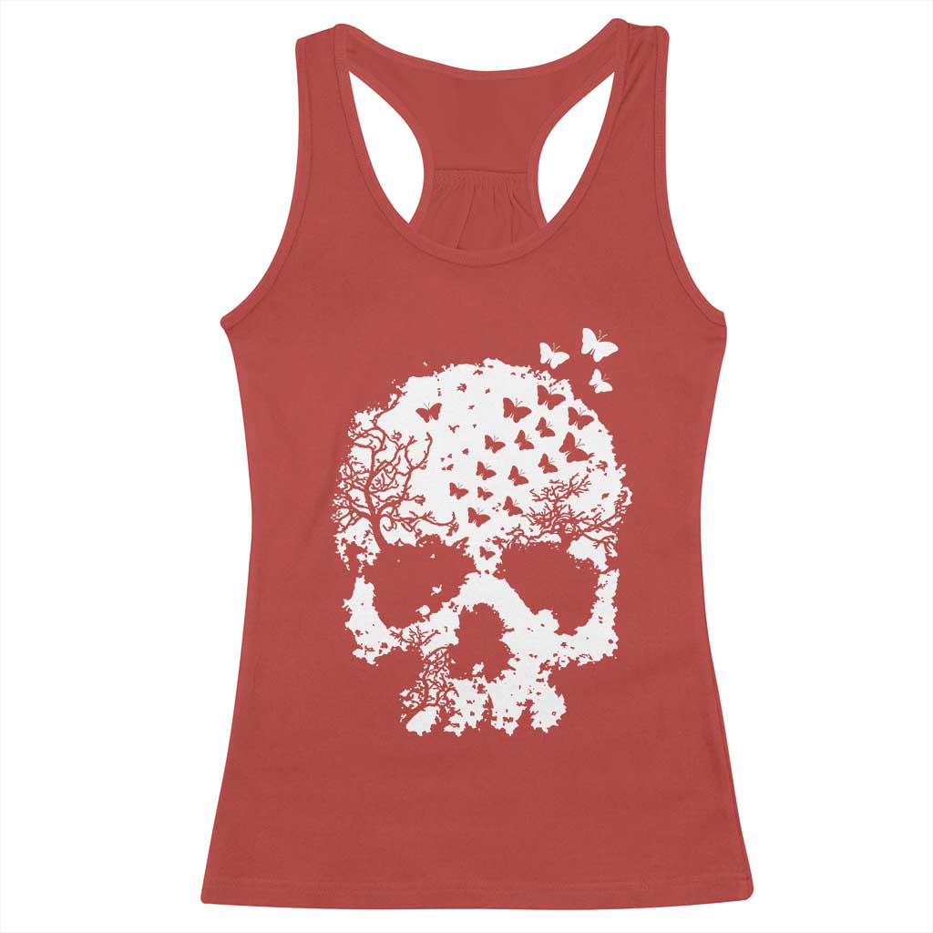 Dark Gothic Graphic Skull Floral Butterfly Racerback Tank Top TS12 Red Print Your Wear