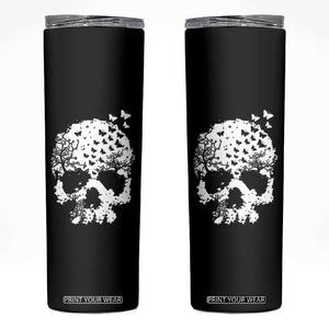 Dark Gothic Graphic Skull Floral Butterfly Skinny Tumbler TS12 Black Print Your Wear