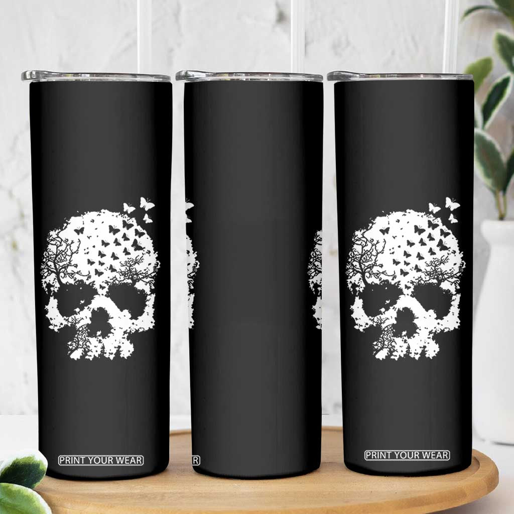 Dark Gothic Graphic Skull Floral Butterfly Skinny Tumbler TS12 Print Your Wear